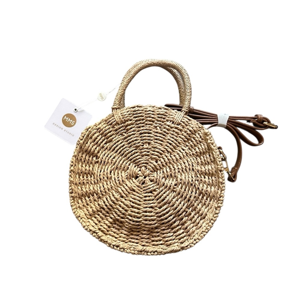 MMS Design Studio Woven Straw Circle Bag - Tan